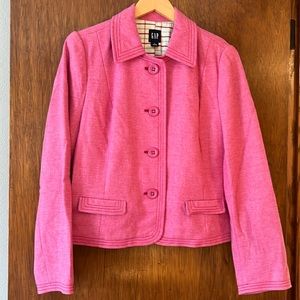 Vintage Gap School Girl Style Button Down Pink Wool Jacket